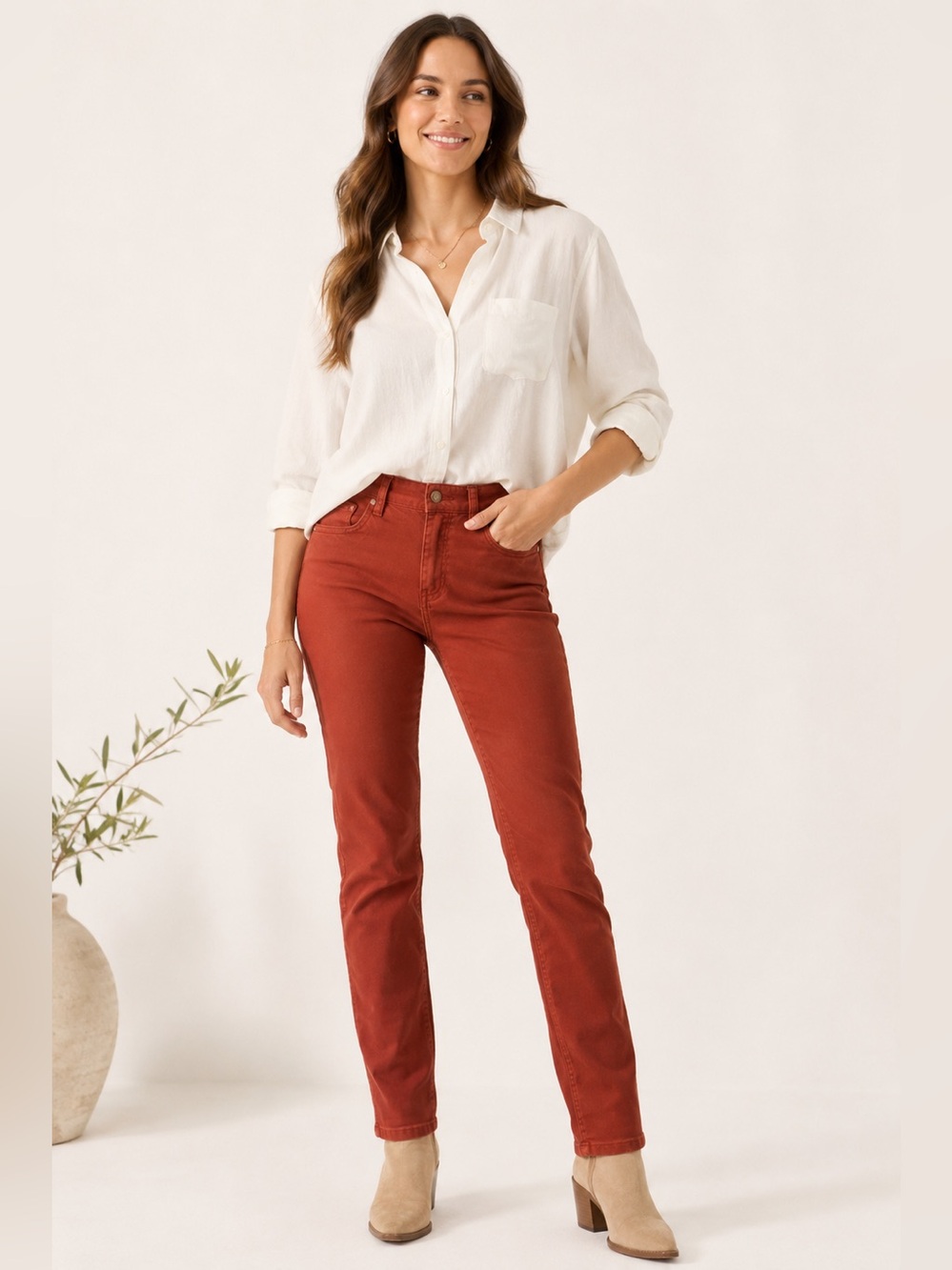 Toad&Co Skinny Pants Women’s Size 6 Rust Burnt Orange Organic Cotton Stretch